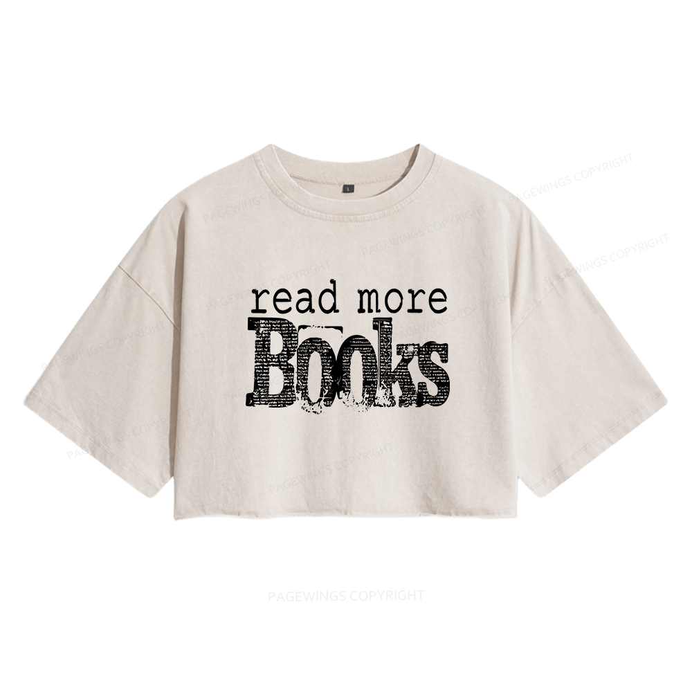 Pagewings Read More Books Women's Washed Cropped T-shirt