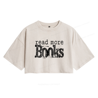 Pagewings Read More Books Women's Washed Cropped T-shirt