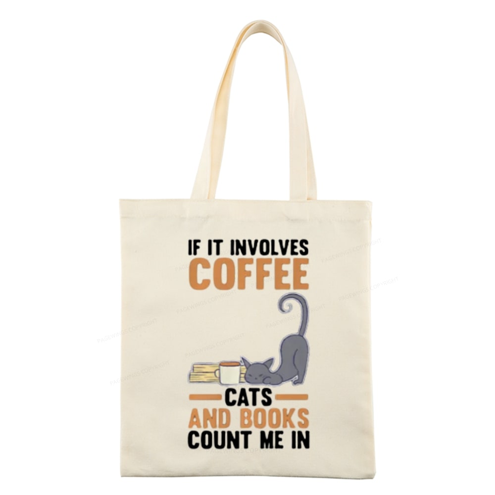 Pagewings Cats Reading Books Coffee Tote Bag