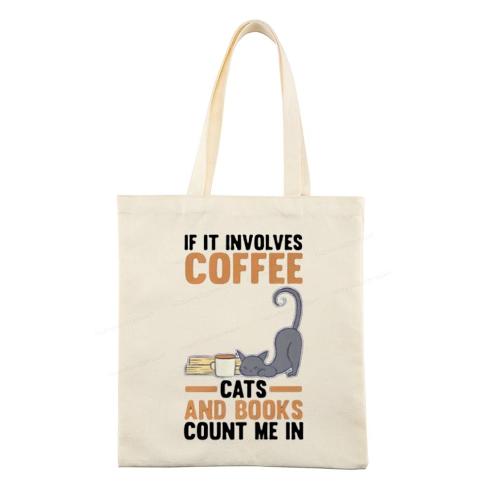 Pagewings Cats Reading Books Coffee Tote Bag