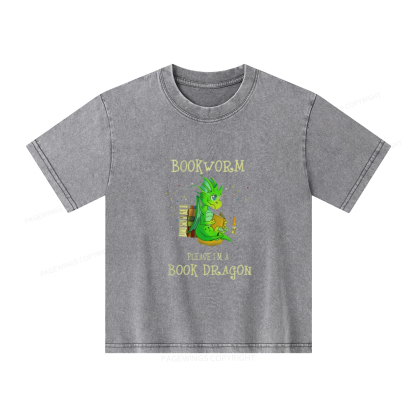 Pagewings Bookworm Please I'm A Book Dragon Unisex Kids Washed T-shirt