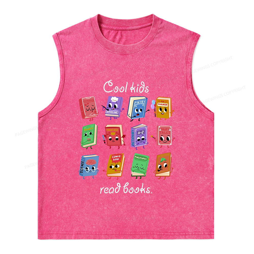 Pagewings Cool Kids Read Books Unisex Washed Tank Top