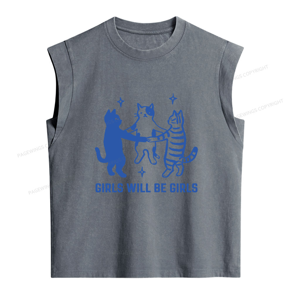 Pagewings Girls Will Be Girls Women's Washed Tank Top