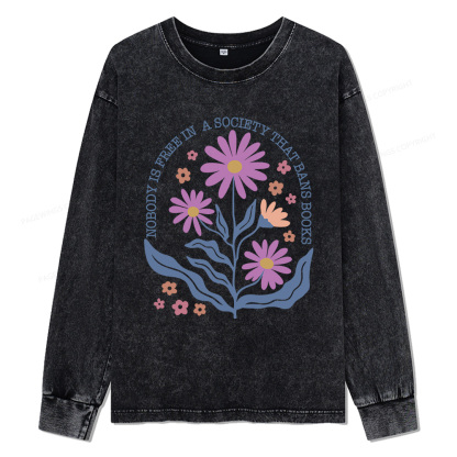 Pagewings Read Banned Books Shirt, Social Justice Gift Unisex Washed Long Sleeve T-shirt