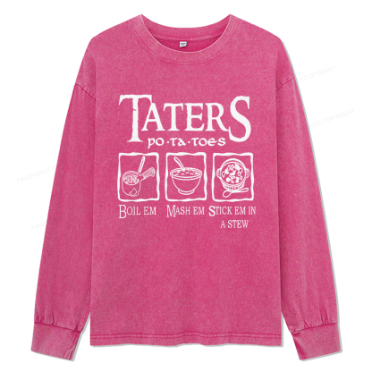 Pagewings Taters PoTaToes Unisex Washed Long Sleeve T-shirt