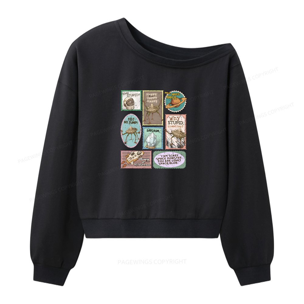 Pagewings Amaze Retro Sci-Fi Women Off Shoulder Sweatshirt