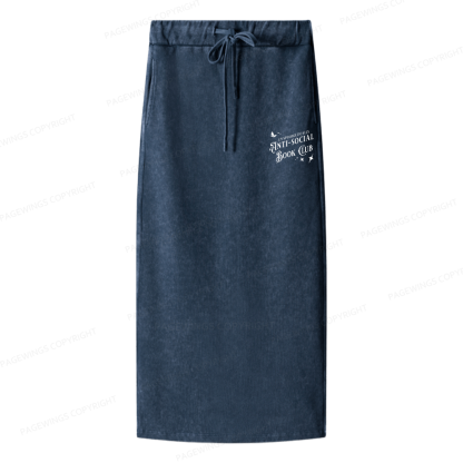 Pagewings Anti-social Book Club Women Washed Long Skirts