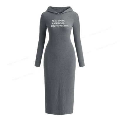 Pagewings Read Books Walk Dogs And Fight Hooded Knit Dress