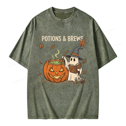 Pagewings Potions and Brews Unisex Washed T-shirt