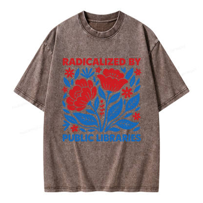 Pagewings Radicalized By Public Libraries Unisex Washed T-shirt