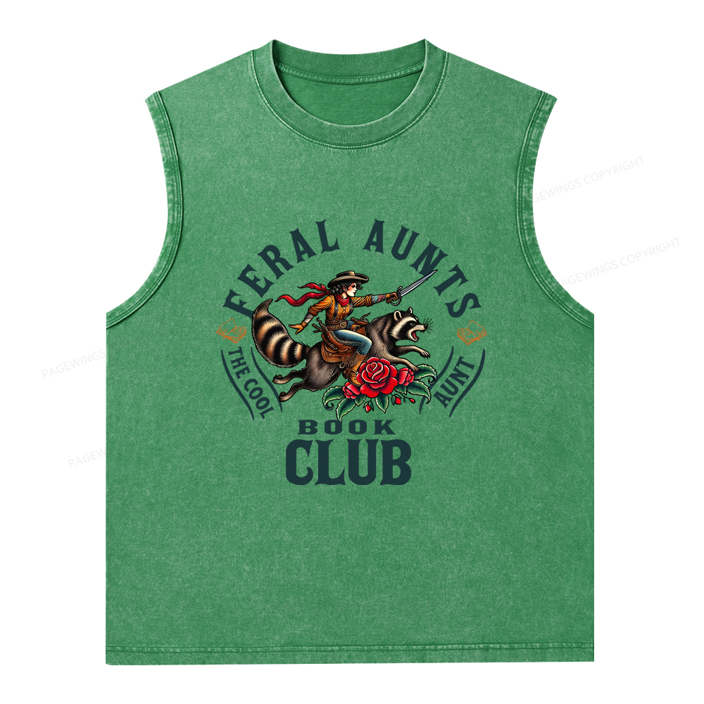 Pagewings Feral Aunt Social Book Club Washed Tank Top