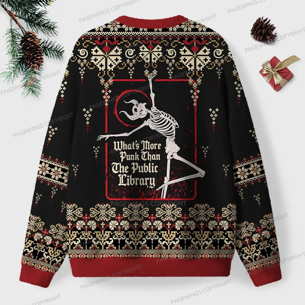 Pagewings What’s More Punk Than The Public Library Unisex Ugly Knit Sweatshirt