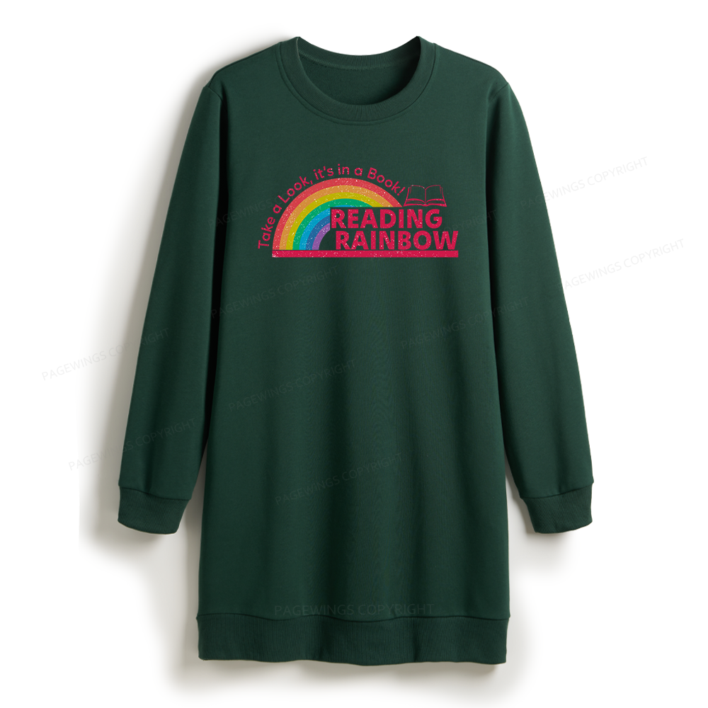 Pagewings Reading With Rainbow Sweatshirt Dress