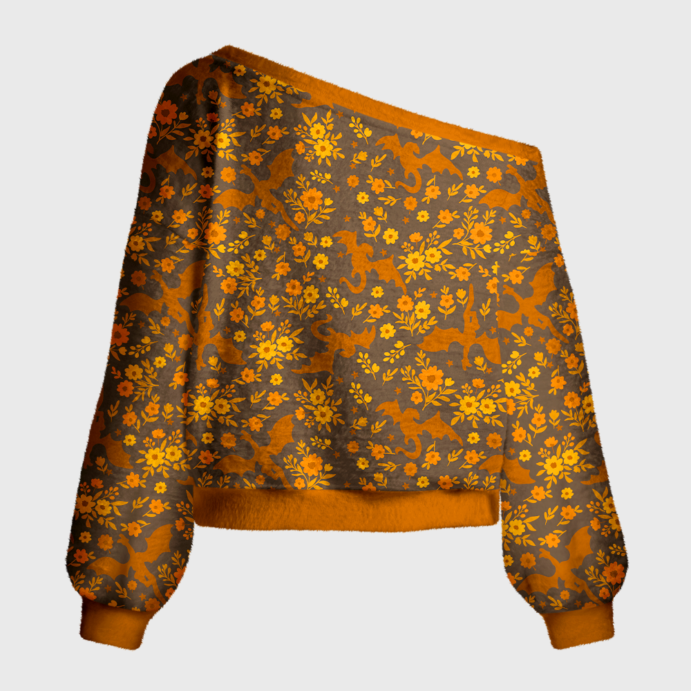 Pagewings Fantasy Bookish Off Shoulder Ugly Knit Sweater