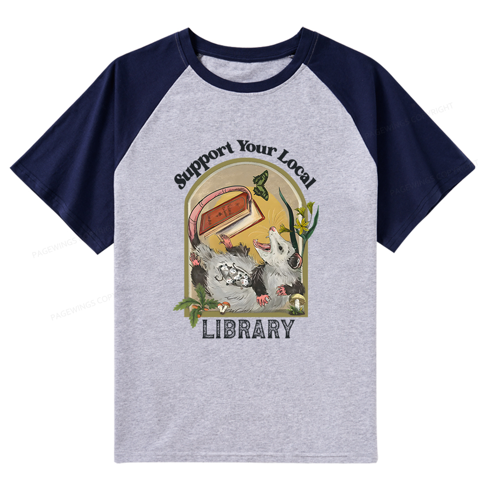 Pagewings Library Readers Make Leaders Jersey Short Sleeve Tee Raglan T-shirt