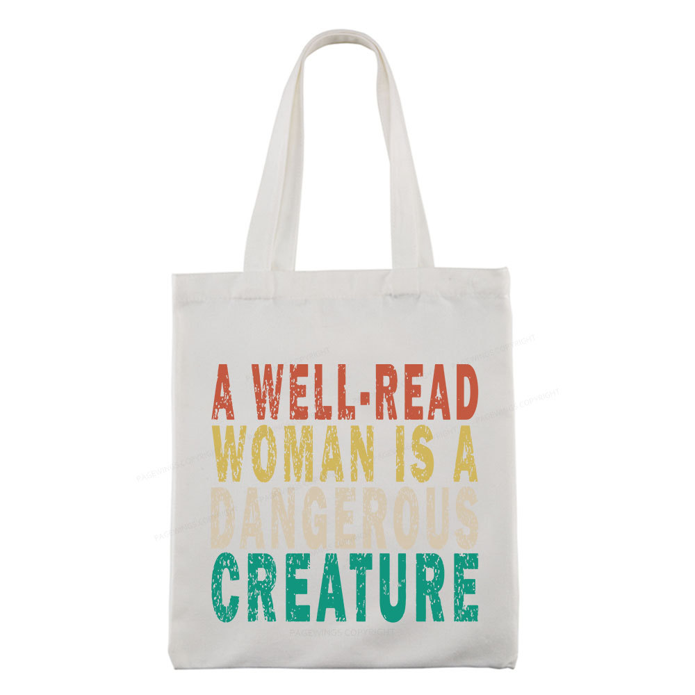 Pagewings A Well-Read Woman Is A Dangerous Creature Tote Bag