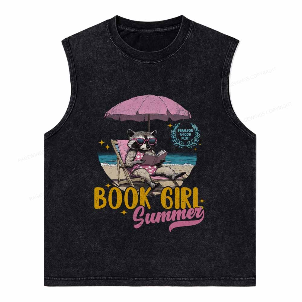 Pagewings Book Girl Summer Washed Tank Top