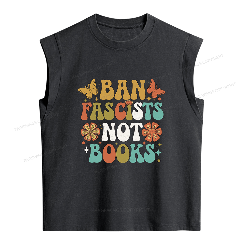 Pagewing Ban Fascists Not Books Women's Washed Tank Top