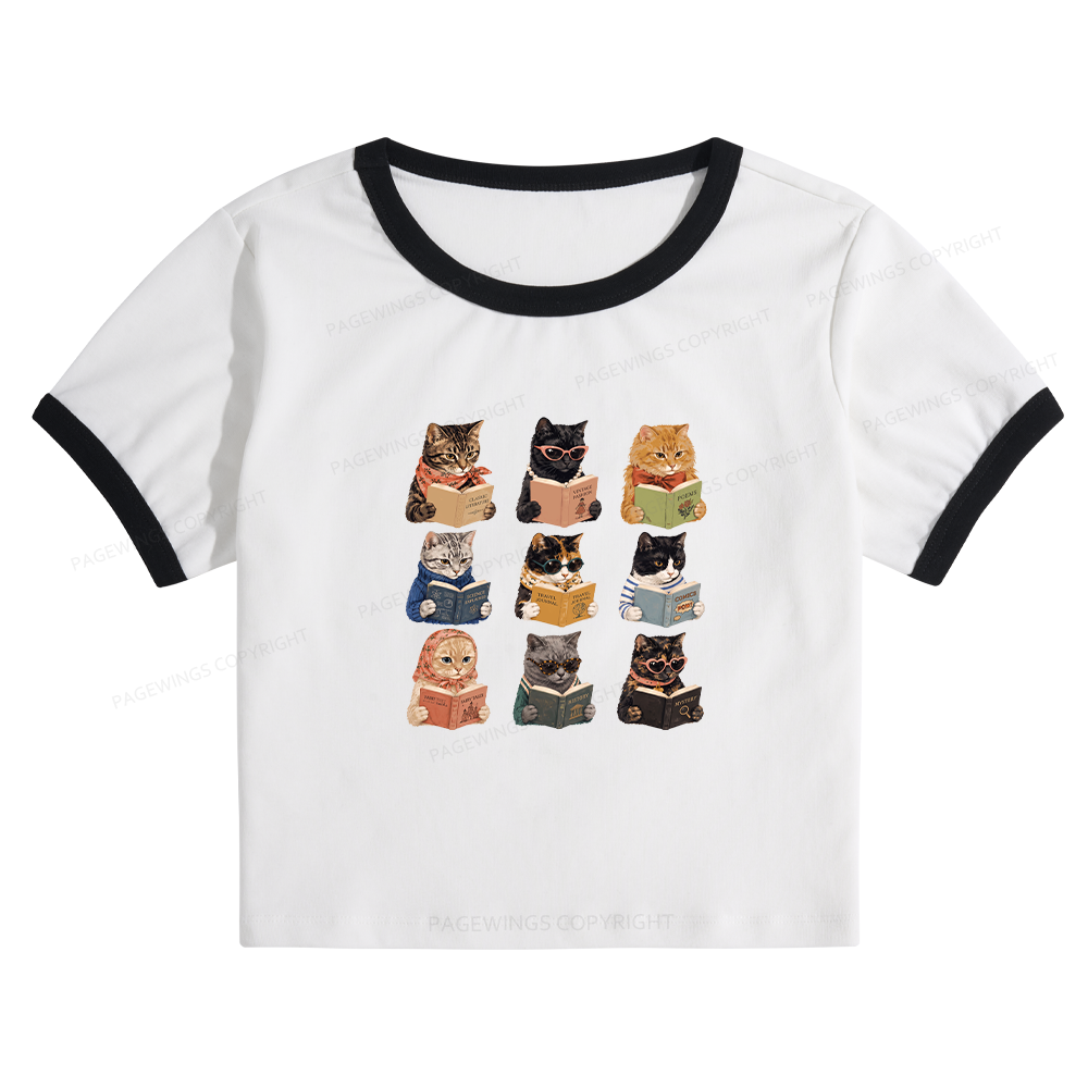 Pagewings Fashion Book Lover Baby Tee Cropped Ringer T-Shirt