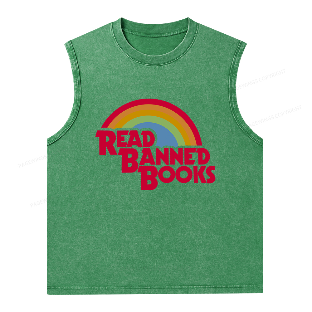 Pagewings Read Banned Books Unisex Washed Tank Top