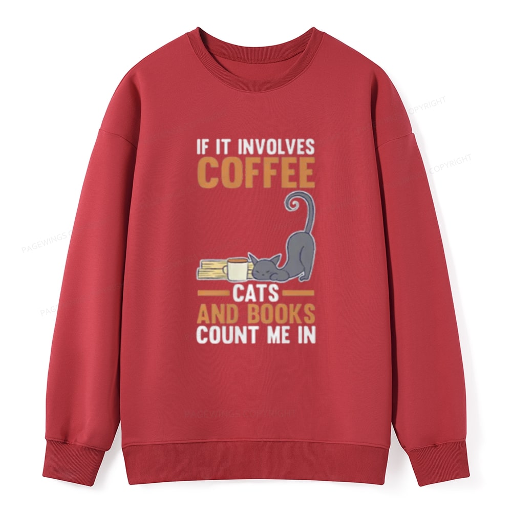 Pagewings Cats Reading Books Coffee T Shirts Unisex Classic Sweatshirt