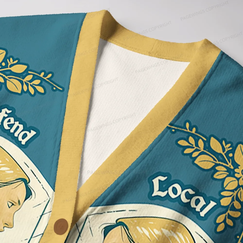 Pagewings Defend Local Public Library Unisex Ugly Cardigan Sweaters