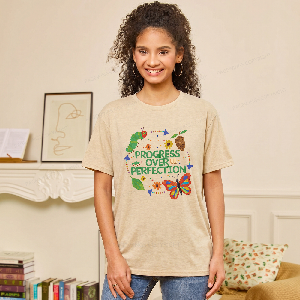 Pagewing Progress Over Perfection Unisex Heather T-Shirt