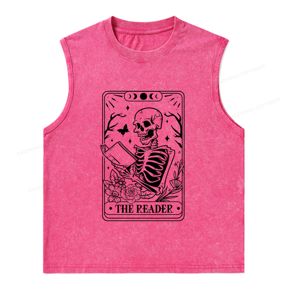 Pagewings Halloween The Reader Tarot Card Unisex Washed Tank Top