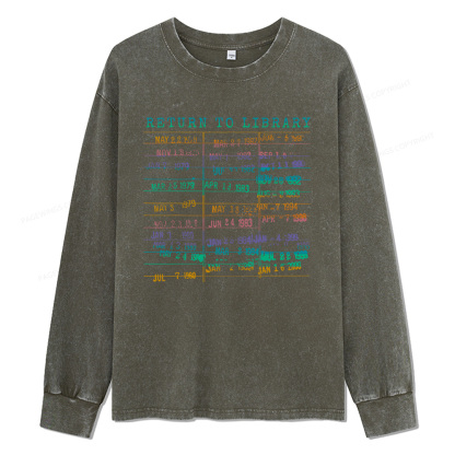 Pagewings Vintage Library Rainbow Unisex Washed Long Sleeve T-shirt