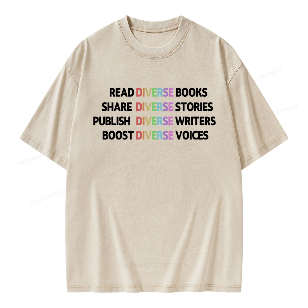 Pagewings Read Diverse Books Unisex Washed T-shirt