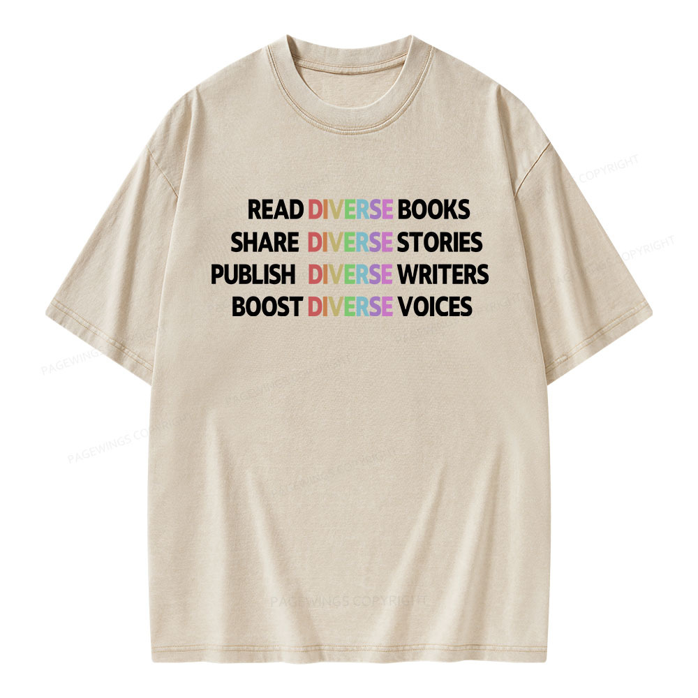 Pagewings Read Diverse Books Unisex Washed T-shirt