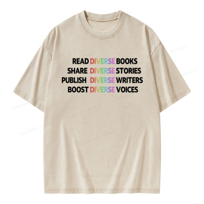 Pagewings Read Diverse Books Unisex Washed T-shirt