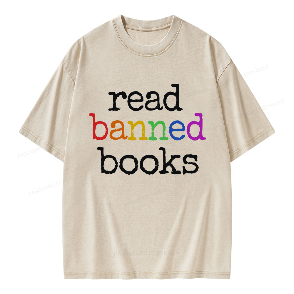 Pagewings Read Banned Books Unisex Washed T-shirt