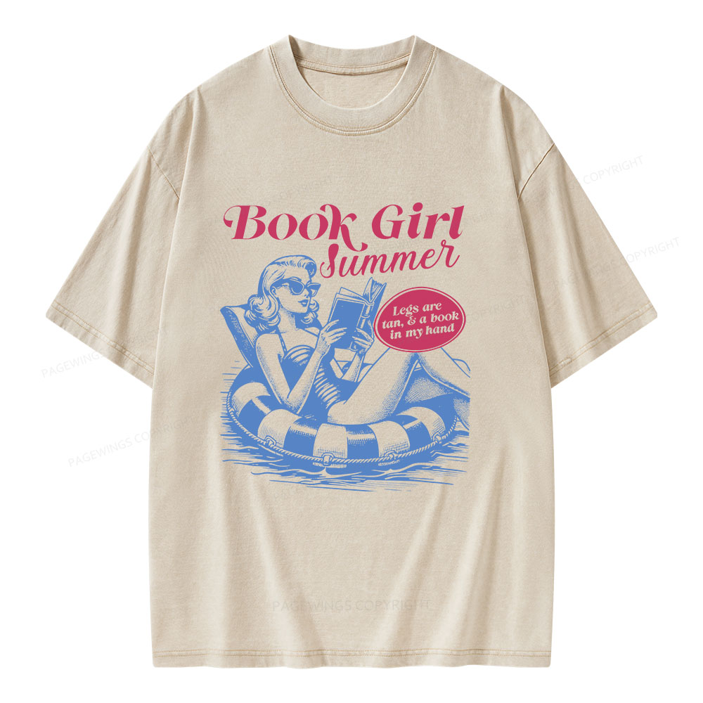 Pagewings Book Girl Summer Unisex Washed T-shirt