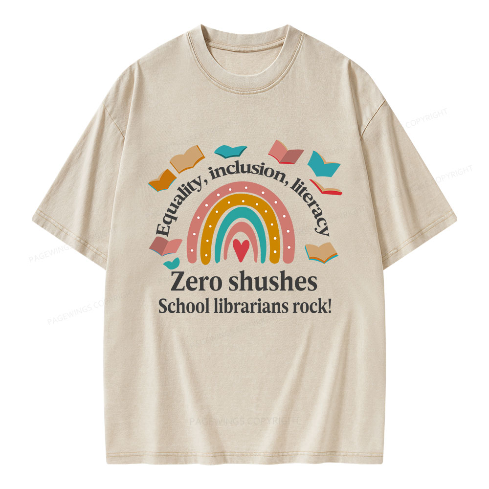 Pagewings Equality Inclusion Literacy Unisex Washed T-shirt