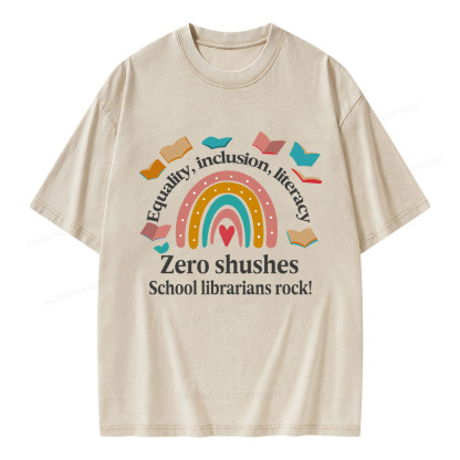 Pagewings Equality Inclusion Literacy Unisex Washed T-shirt