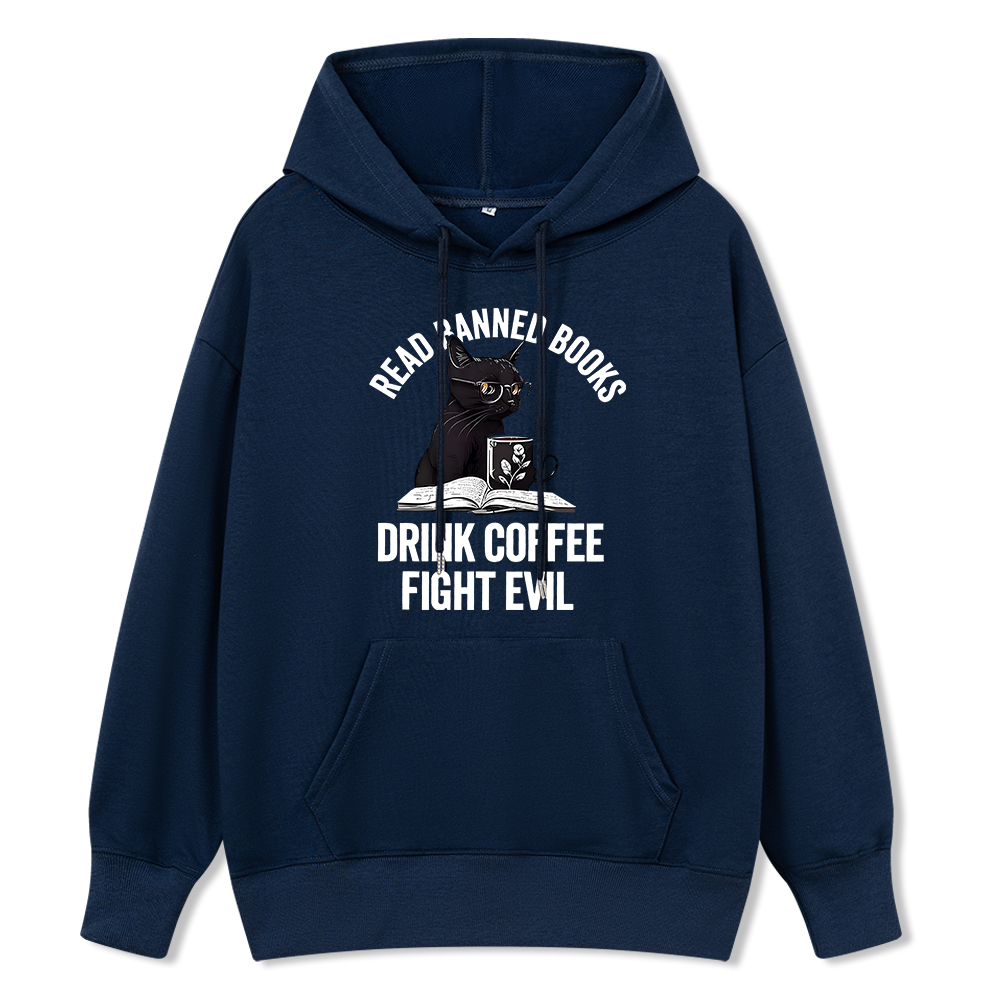 Pagewings Read Books Drink Coffee Fight Evil Shirt Unisex Classic Hoodie