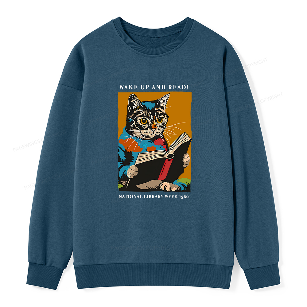 Pagewings Cat Reading Poster Unisex Classic Sweatshirt