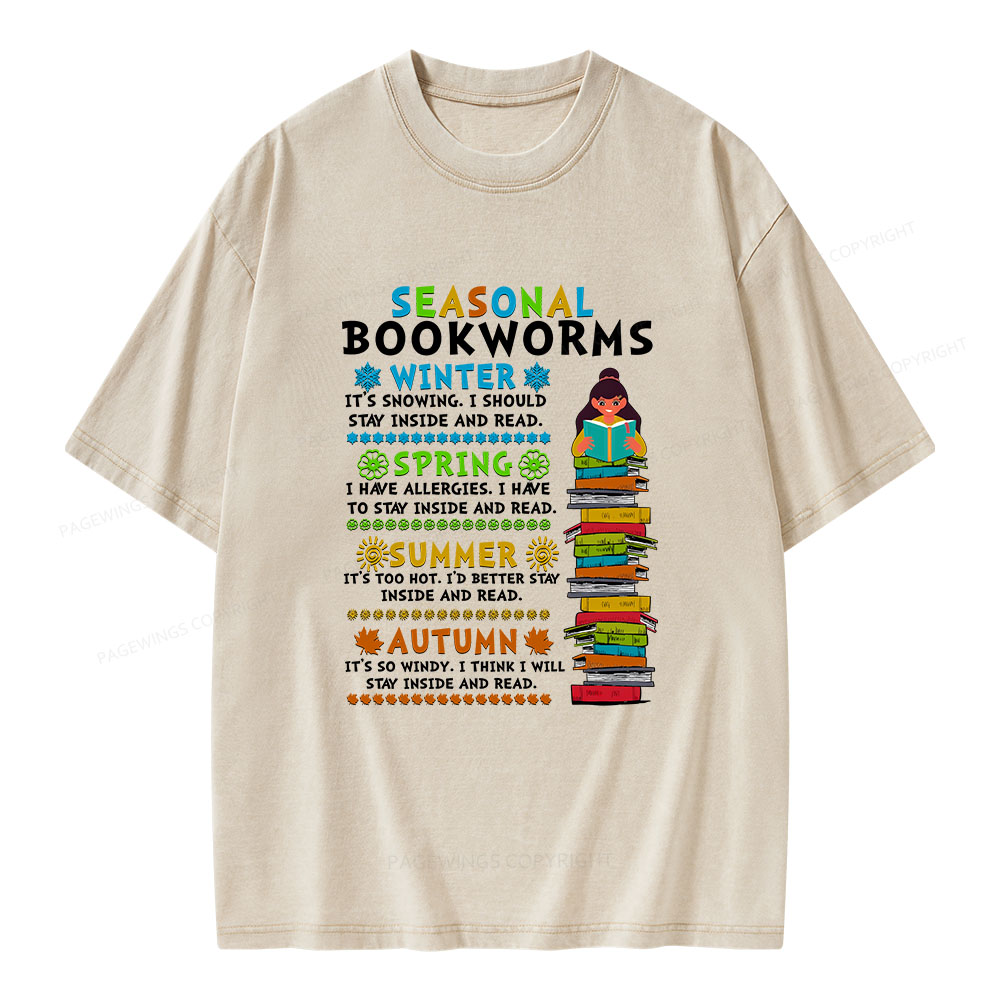Pagewings Seasonal BookWorms Unisex Washed T-shirt