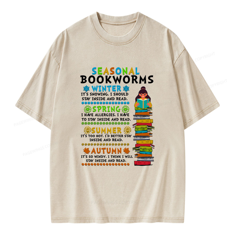 Pagewings Seasonal BookWorms Unisex Washed T-shirt