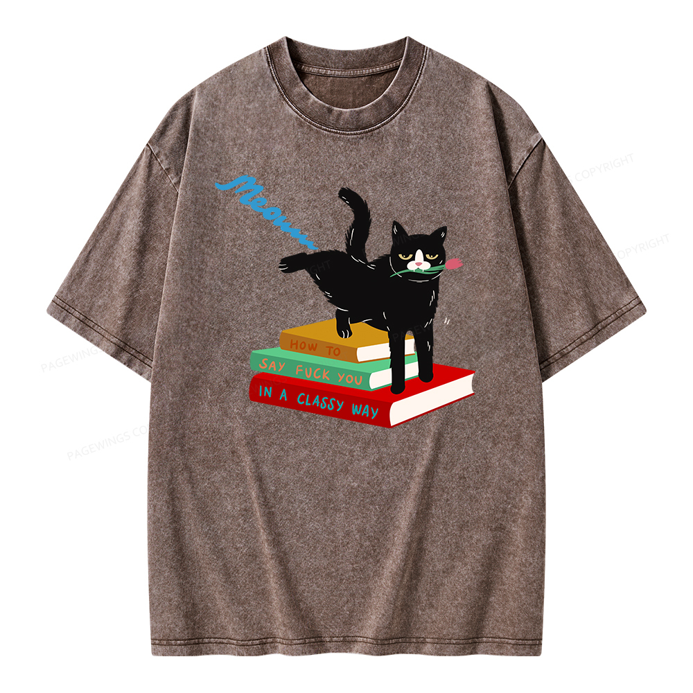 Pagewing A handsome cat standing on a book Unisex Washed T-shirt