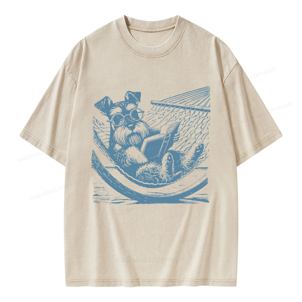 Pagewings Reading Dog Unisex Washed T-shirt