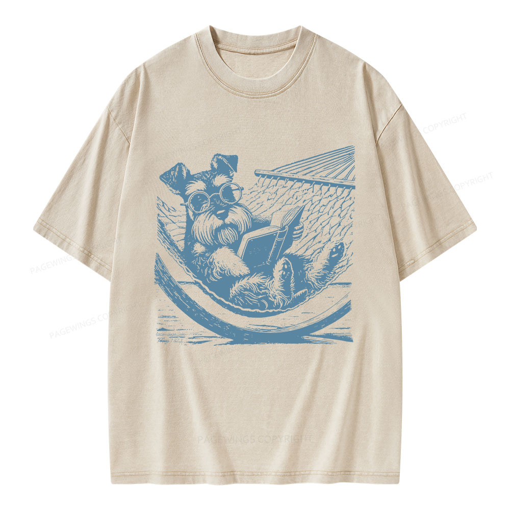 Pagewings Reading Dog Unisex Washed T-shirt
