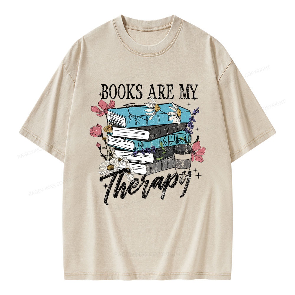 Pagewings Book Are My Therapy Unisex Washed T-shirt