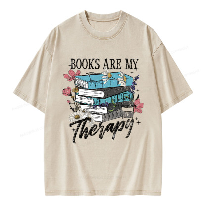 Pagewings Book Are My Therapy Unisex Washed T-shirt