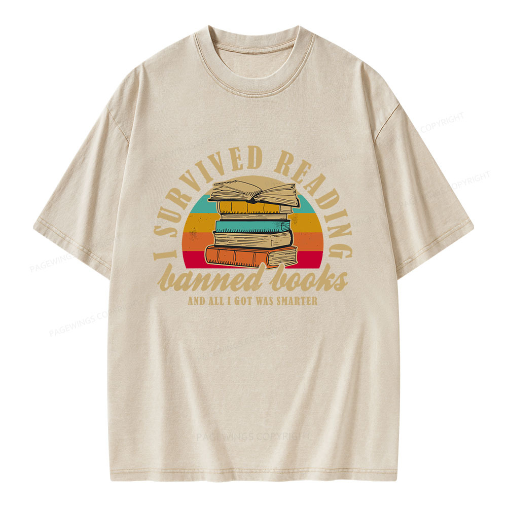 Pagewings I Survived Reading Banned Books Unisex Washed T-shirt