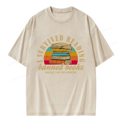 Pagewings I Survived Reading Banned Books Unisex Washed T-shirt