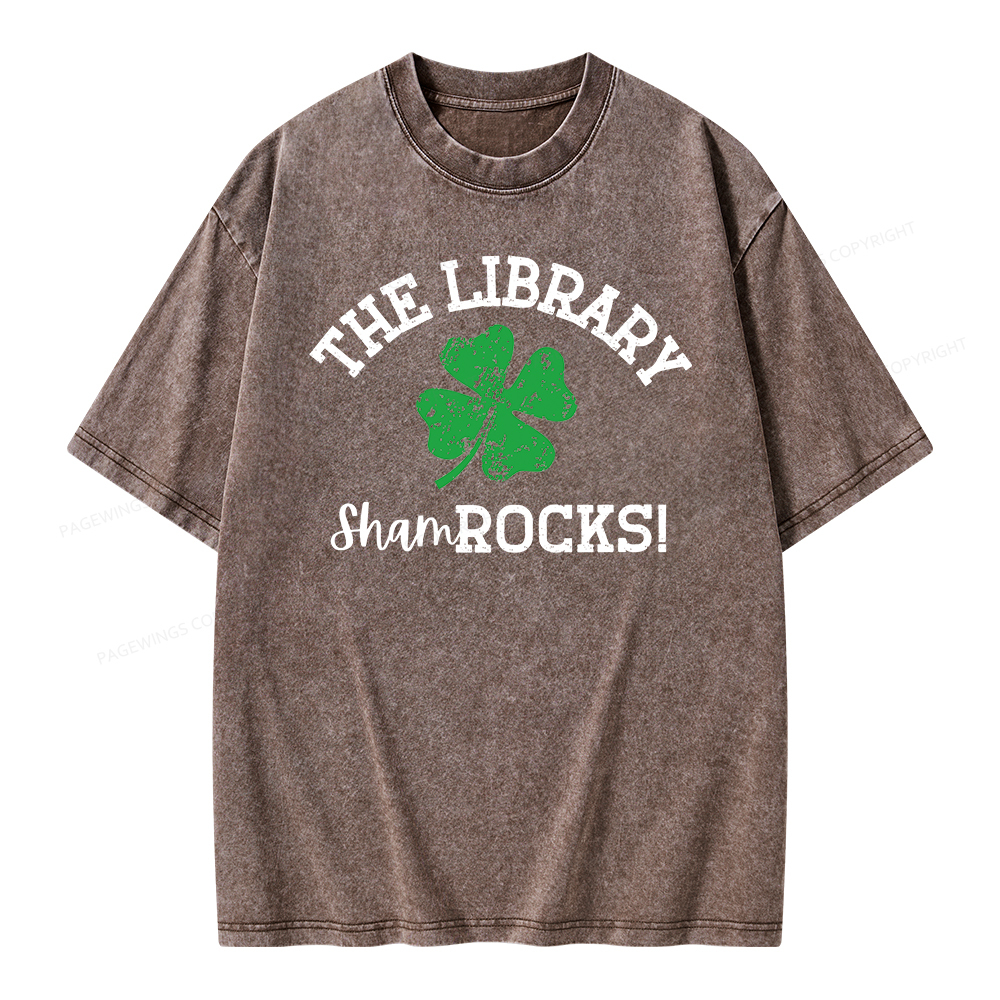 Pagewing Librarian Gift, Shamrock Shirt Unisex Washed T-shirt