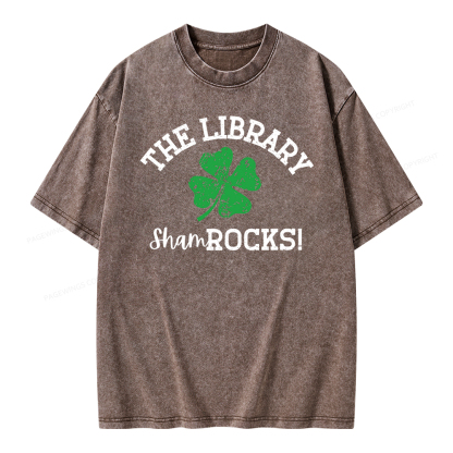 Pagewing Librarian Gift, Shamrock Shirt Unisex Washed T-shirt