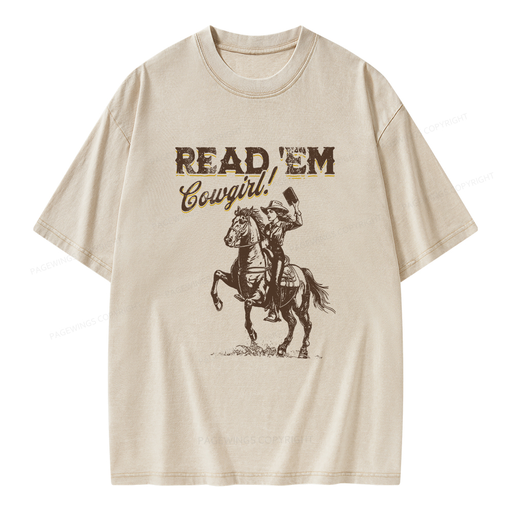 Pagewings Bookish Cowgirl Unisex Washed T-shirt